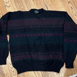 Scott Officer Vintage Cashmere Men's Black and Red Patterned Sweater